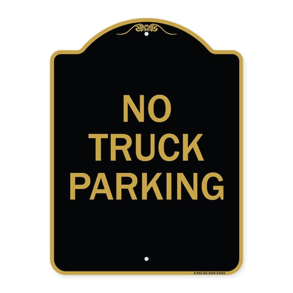 Designer Series No Parking No Truck Parking, Black & Gold Aluminum Sign, 18" x 24", BG-1824-23661